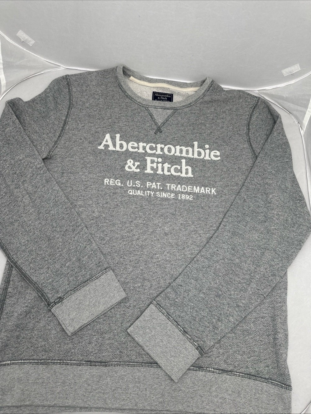 Abercrombie & Fitch Heather Gray Logo Pullover Sweatshirt